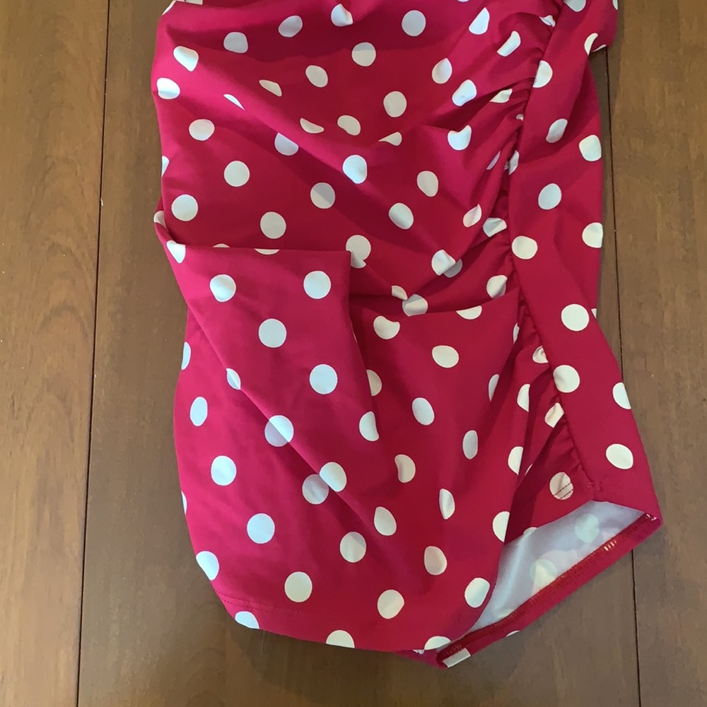 ESTHER WILLIAMS POLKA DOT RED WHITE ONE PIECE - Picture 3 of 7